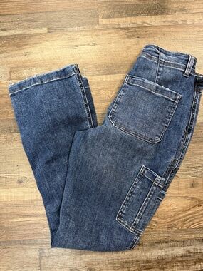 M Jeans by Maurices Straight High Rise Cargo Blue Jeans Pants Size 4 Short